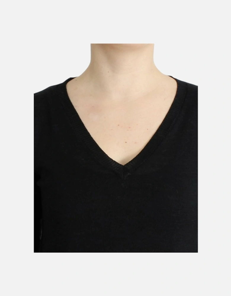VNeck Long Sleeve Pullover Sweater Women - Black