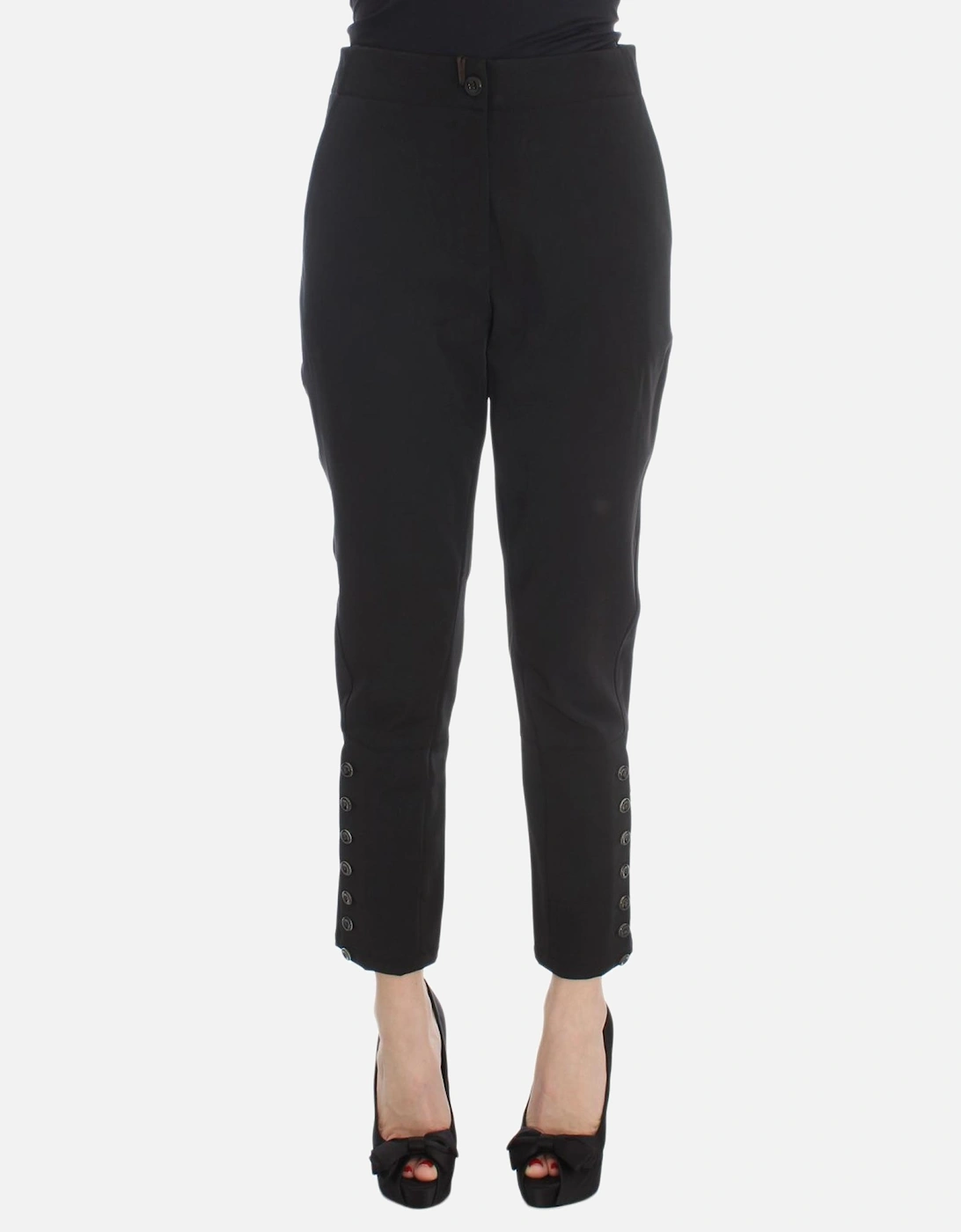 Trousers Button Detail Women - Black Jeans, 7 of 6