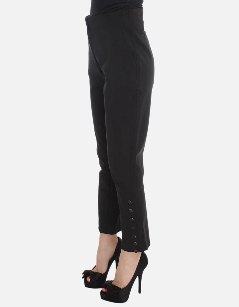 Trousers Button Detail Women - Black Jeans