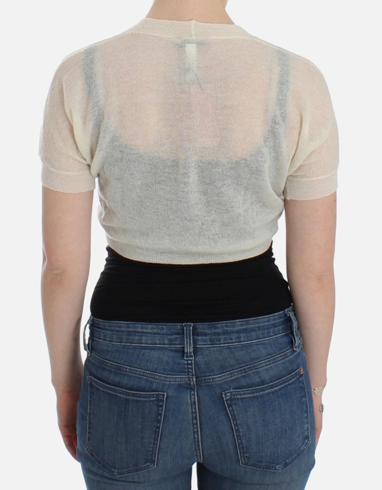 Lingerie Cropped Sweater with Button Closure Women - White