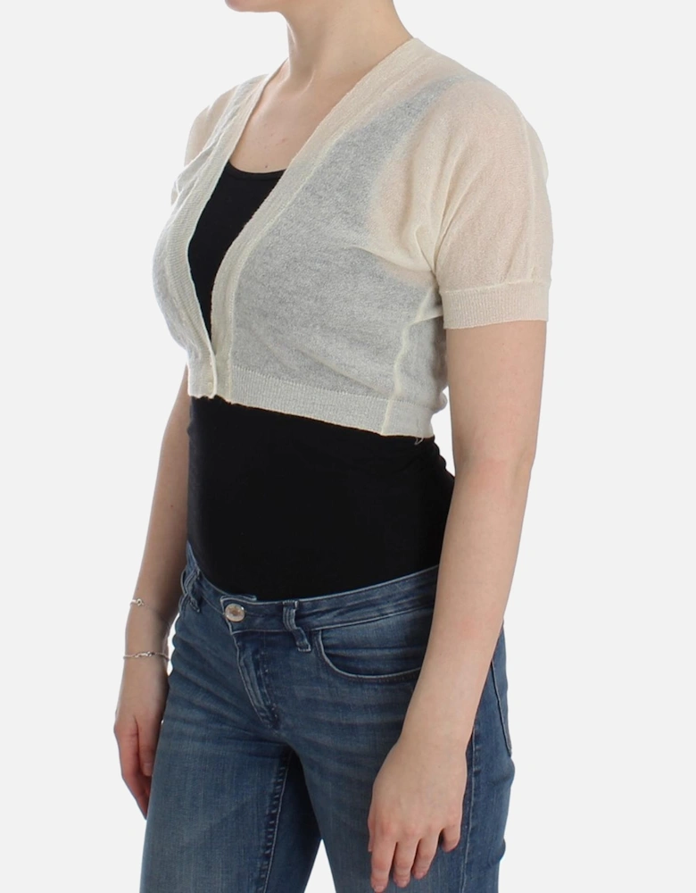Lingerie Cropped Sweater with Button Closure Women - White