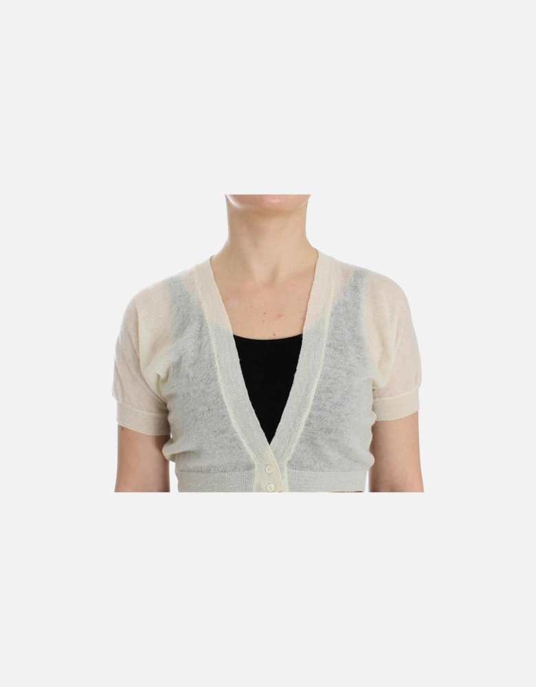 Lingerie Cropped Sweater with Button Closure Women - White