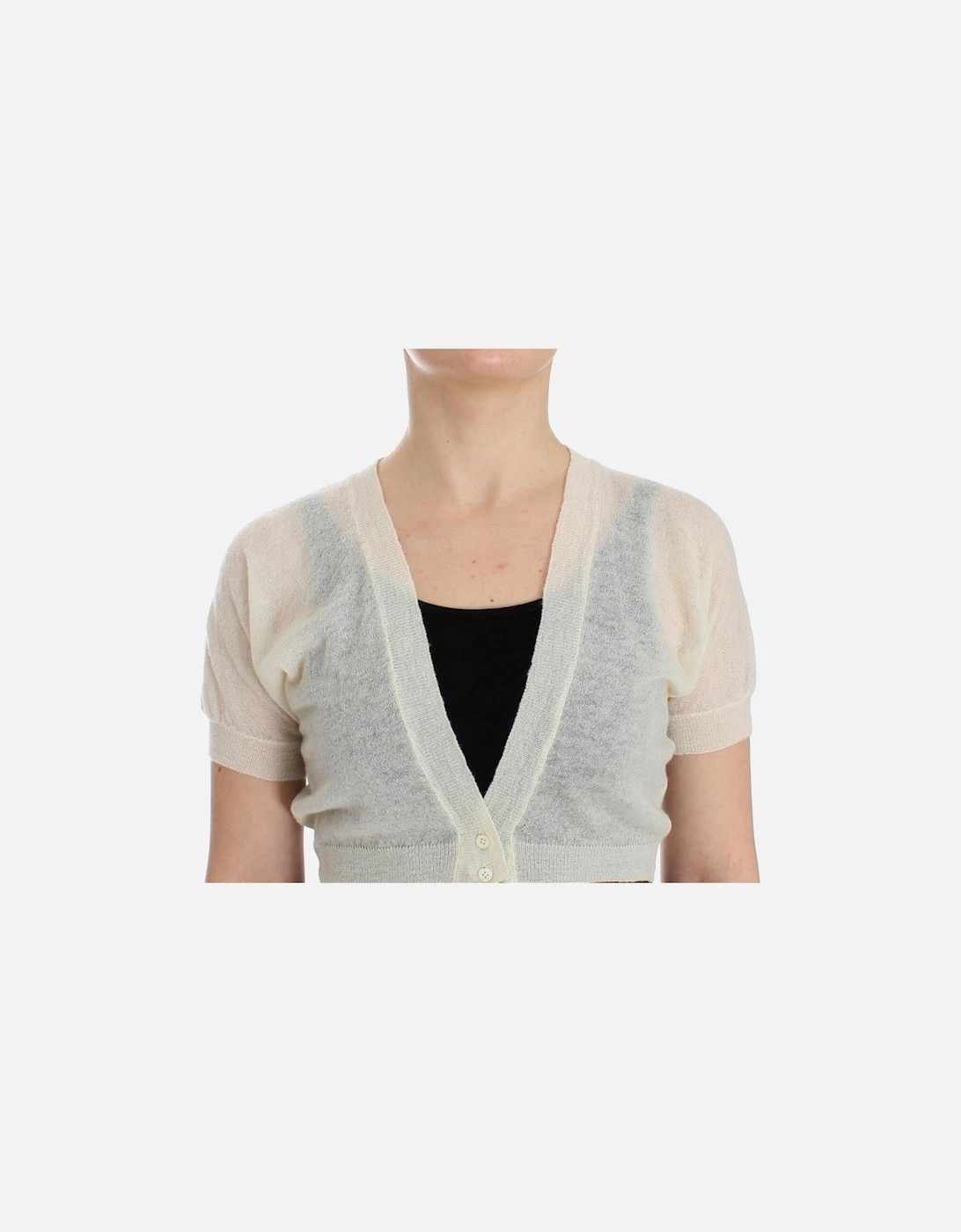 Lingerie Cropped Sweater with Button Closure Women - White