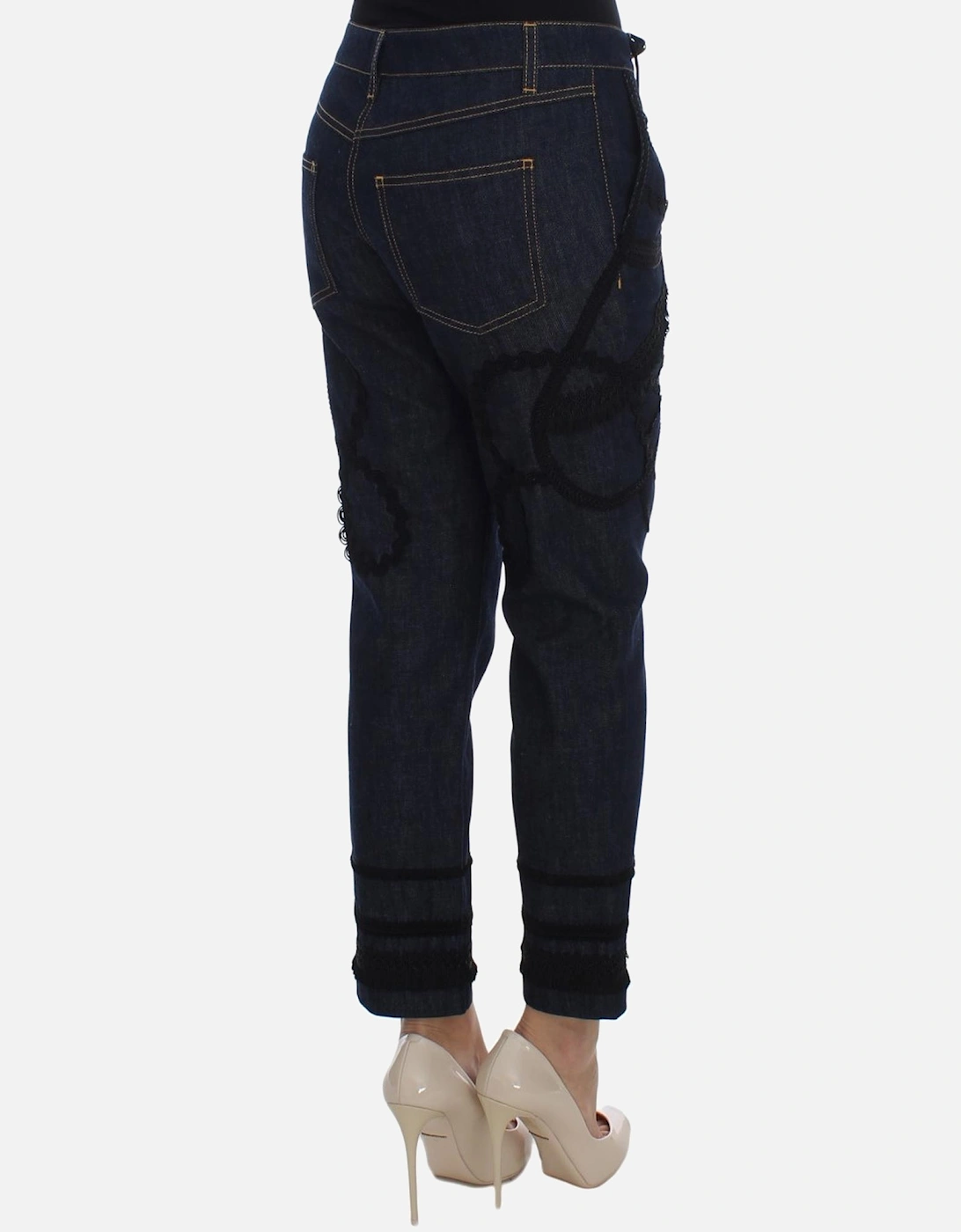LaceDetailed Cropped Jeans Women - Blue Jeans