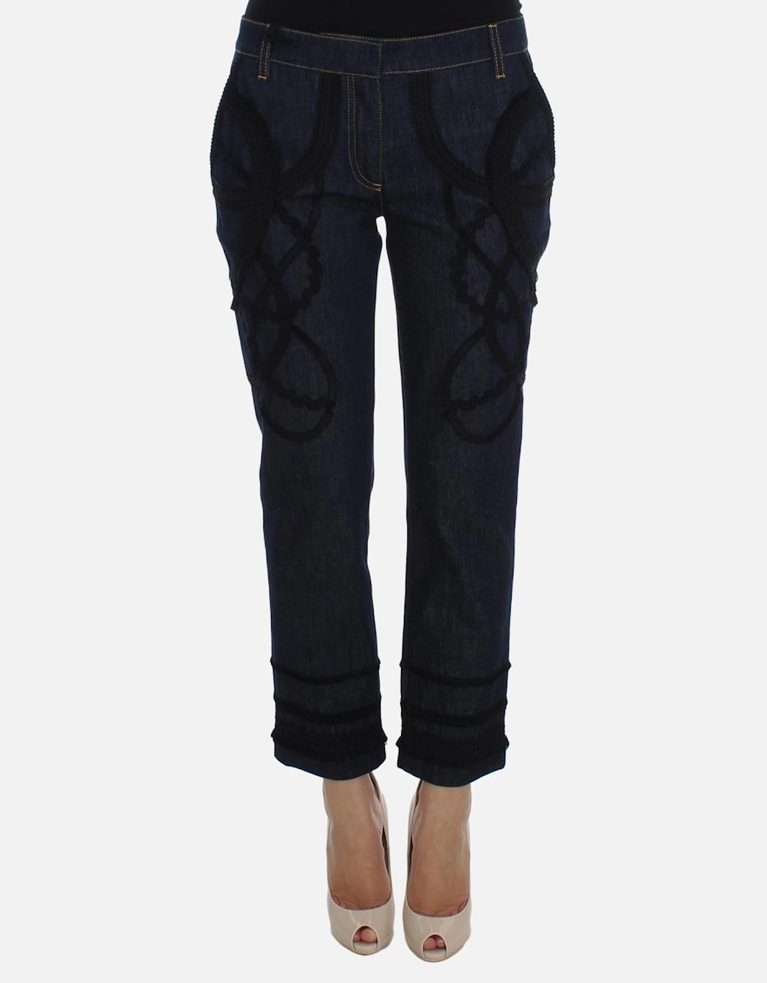 LaceDetailed Cropped Jeans Women - Blue Jeans, 7 of 6