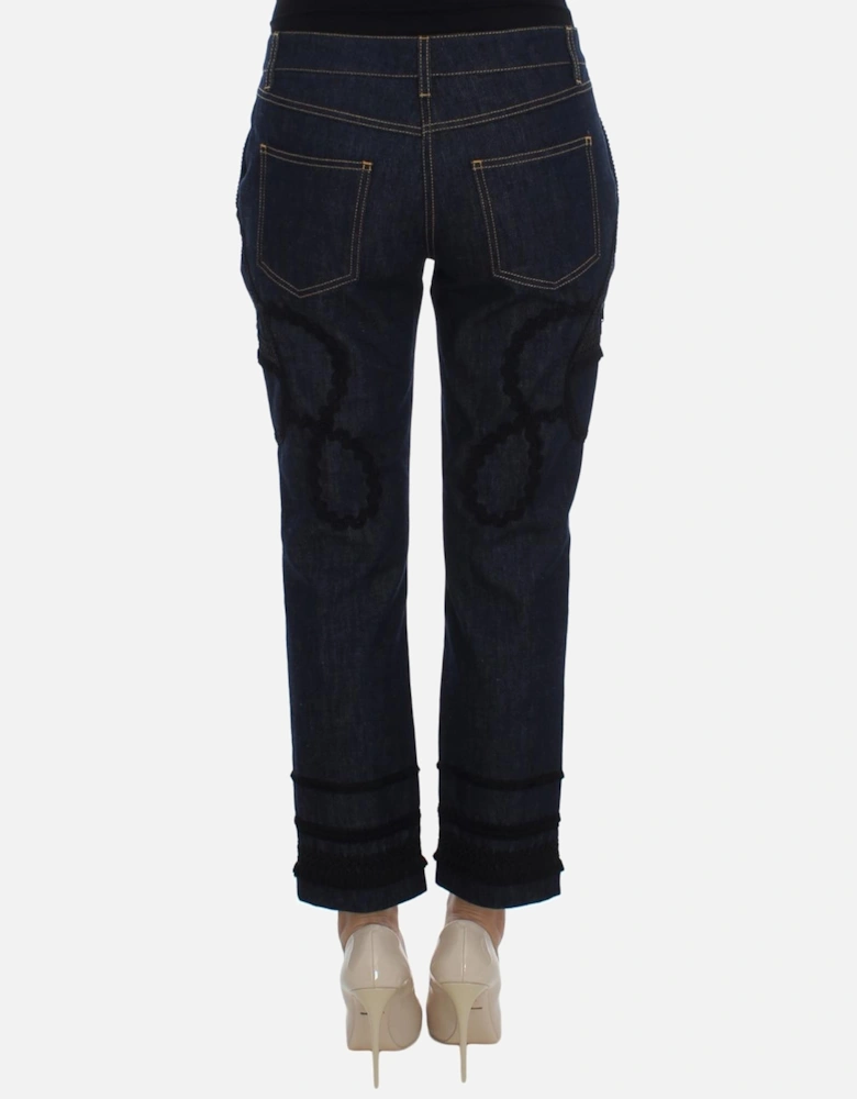 LaceDetailed Cropped Jeans Women - Blue Jeans