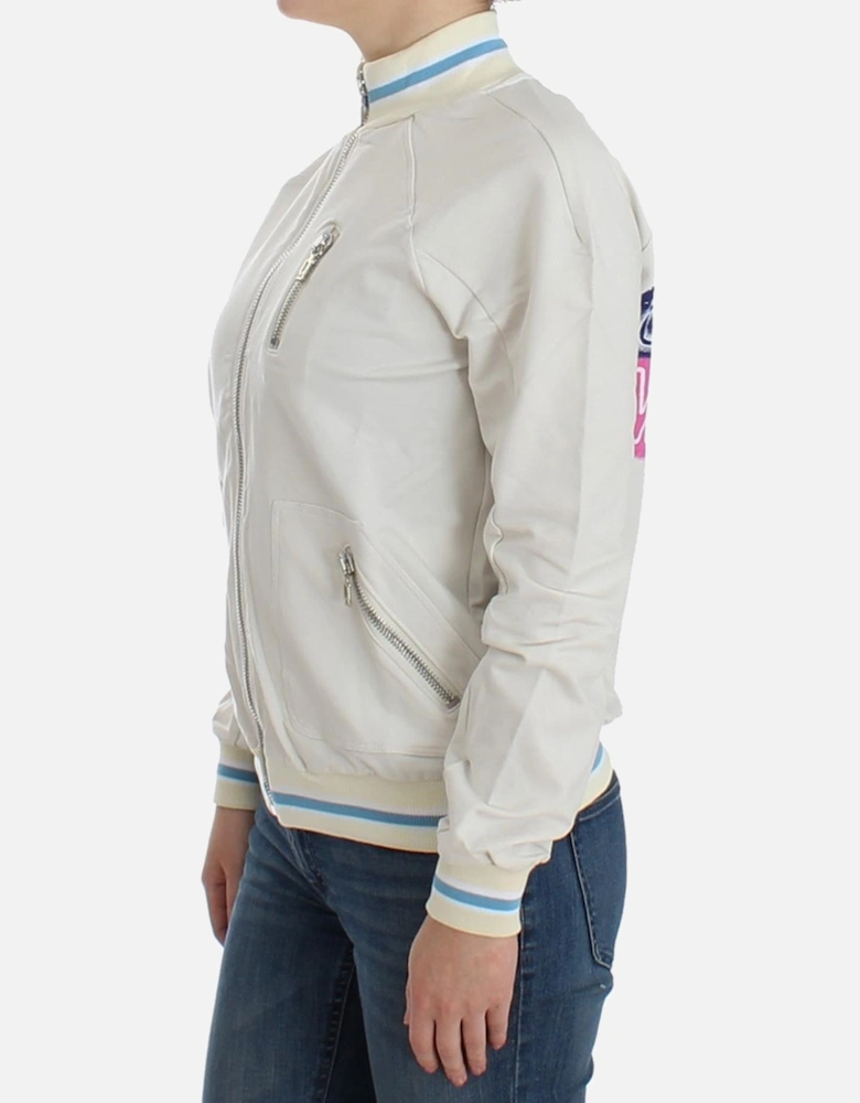 ZipUp Knit Jacket Casual Bomber Women - White Sweaters