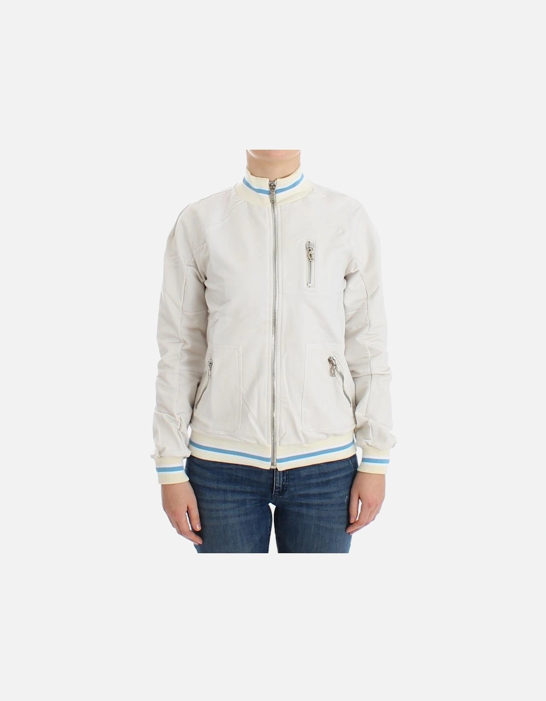 ZipUp Knit Jacket Casual Bomber Women - White Sweaters, 7 of 6