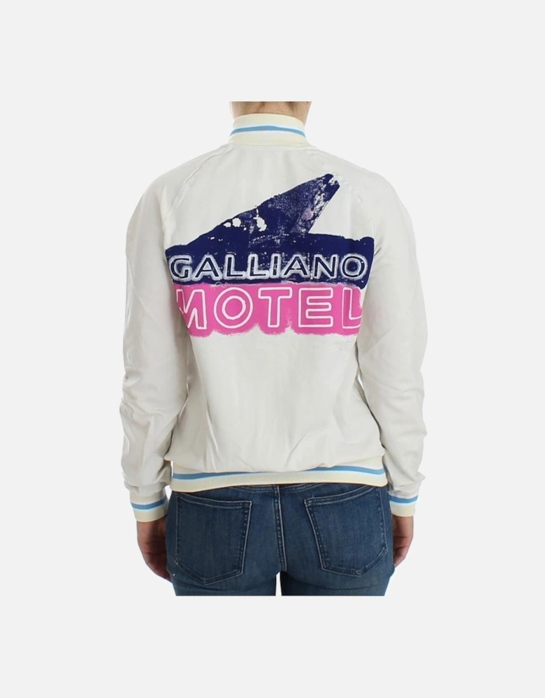 ZipUp Knit Jacket Casual Bomber Women - White Sweaters