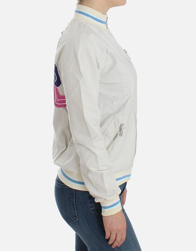 ZipUp Knit Jacket Casual Bomber Women - White Sweaters
