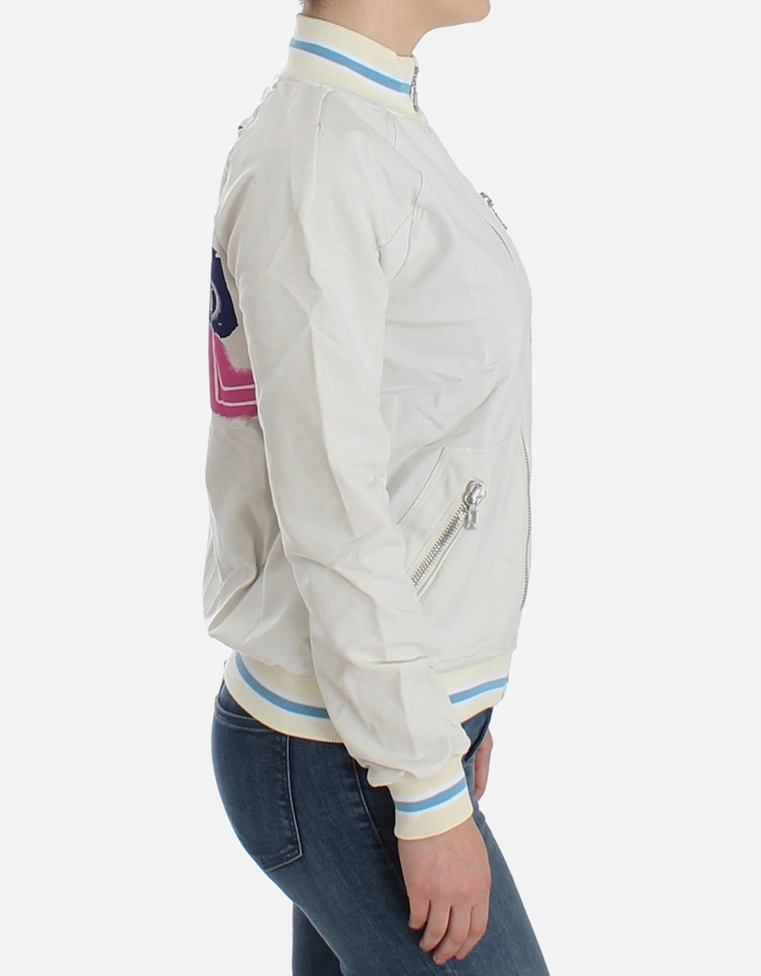 ZipUp Knit Jacket Casual Bomber Women - White Sweaters