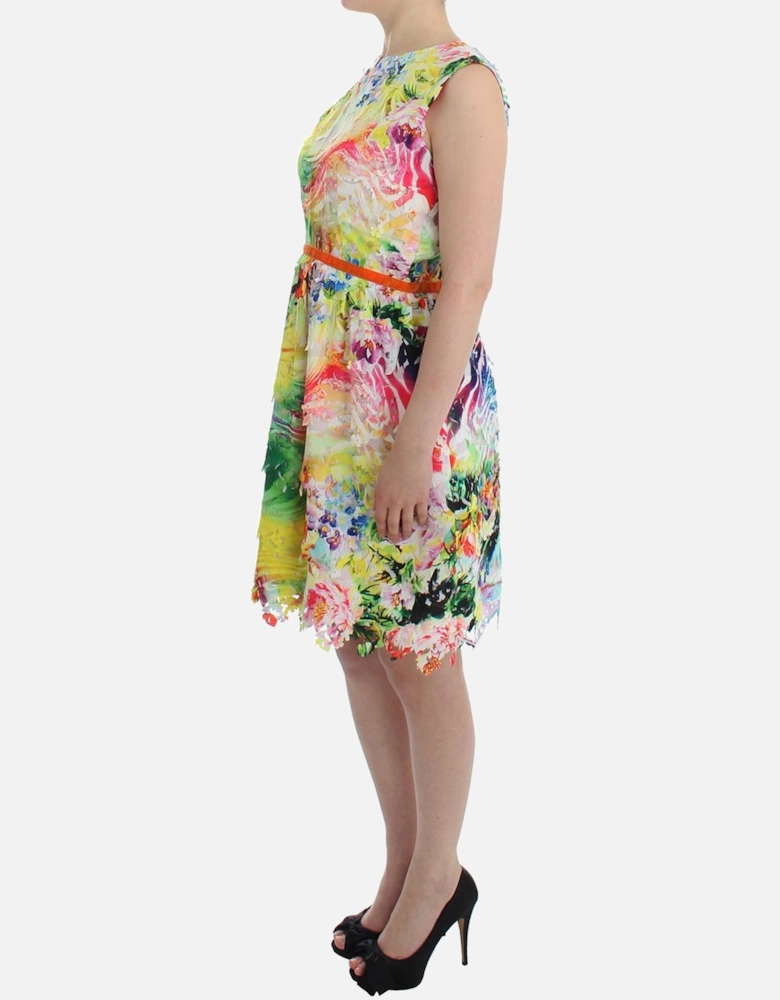 Floral LaserCut Silk Dress Women - Multicolor Dresses