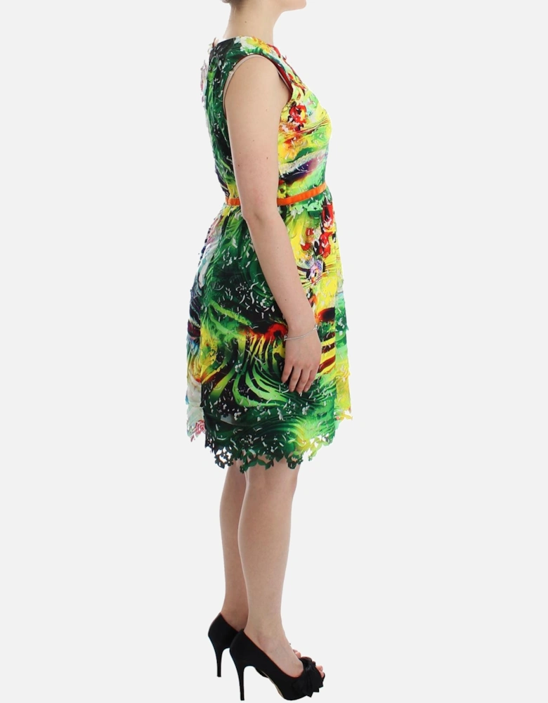 Floral LaserCut Silk Dress Women - Multicolor Dresses
