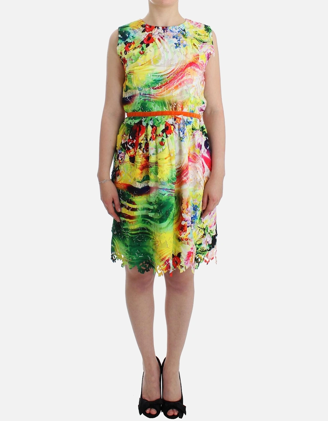 Floral LaserCut Silk Dress Women - Multicolor Dresses, 7 of 6