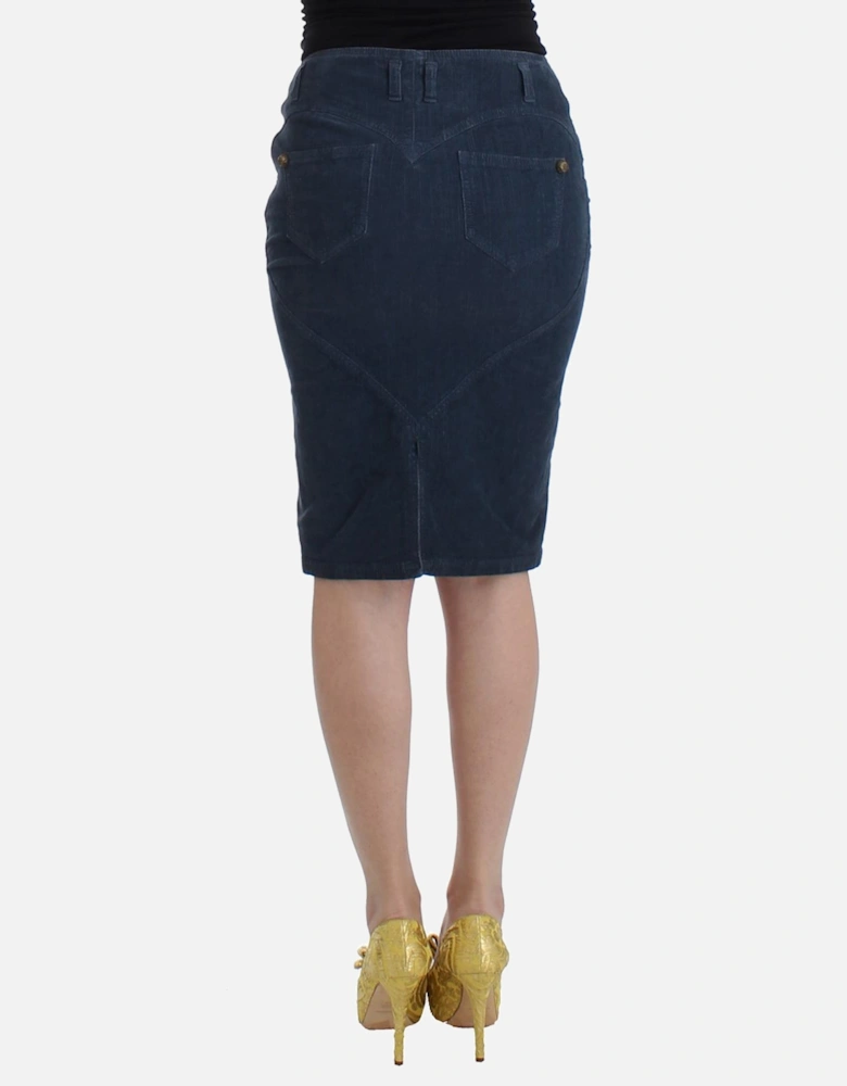 Pencil Skirt Corduroy Zip Women - Blue