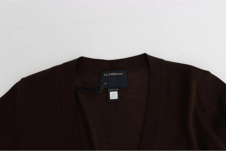 Cropped Cardigan Long Sleeve VNeck Women - Brown Sweaters