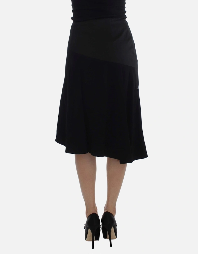 Asymmetrical Skirt Patent Leather Detail Women - Black