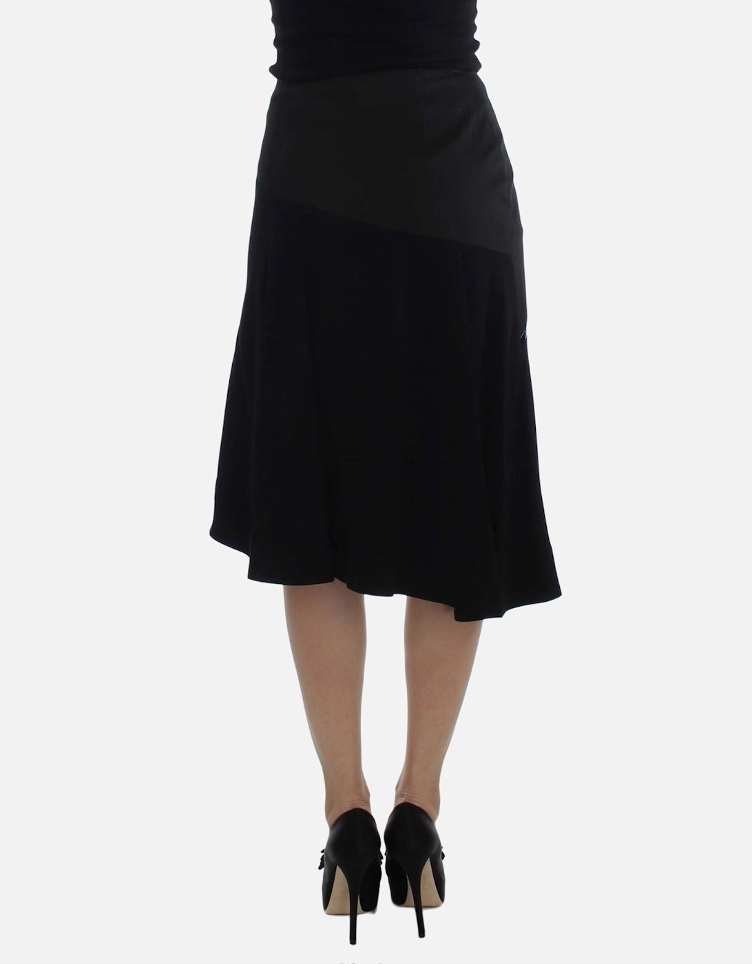 Asymmetrical Skirt Patent Leather Detail Women - Black