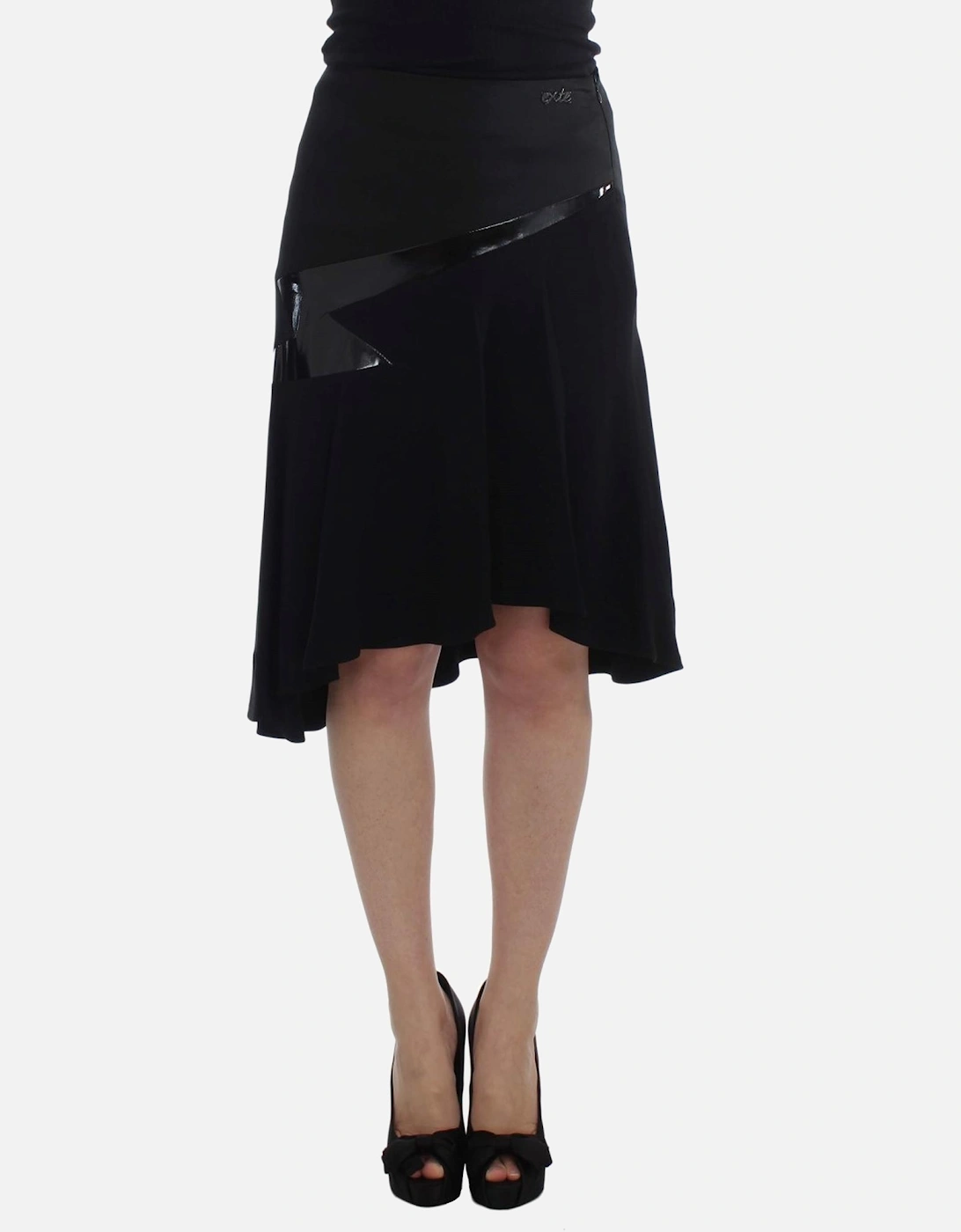 Asymmetrical Skirt Patent Leather Detail Women - Black, 7 of 6