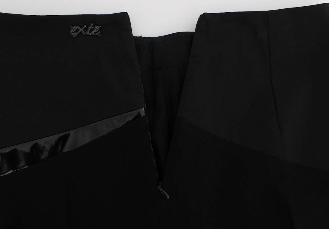 Asymmetrical Skirt Patent Leather Detail Women - Black