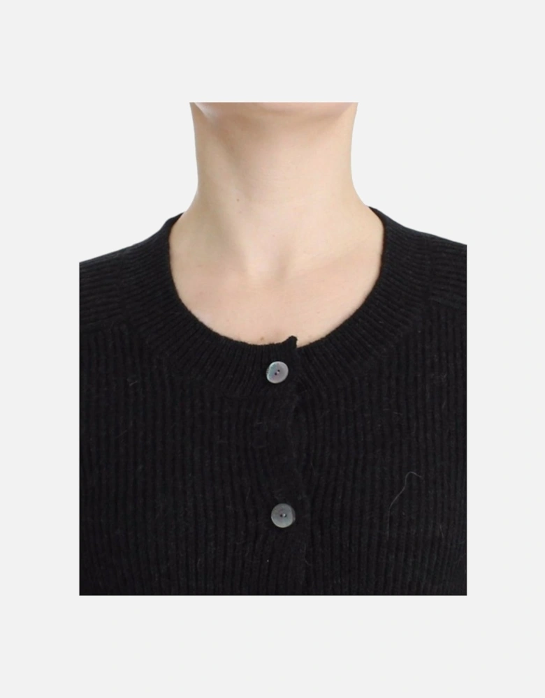 Ribbed Knit Cardigan Long Sleeve Women - Black Sweaters