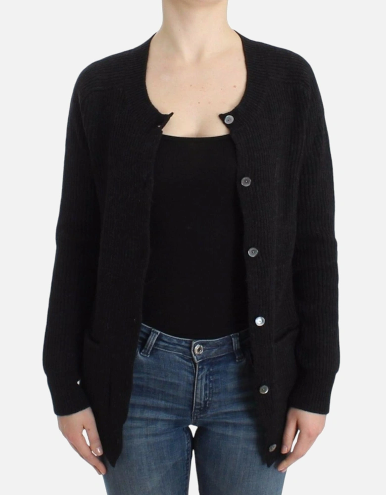 Ribbed Knit Cardigan Long Sleeve Women - Black Sweaters