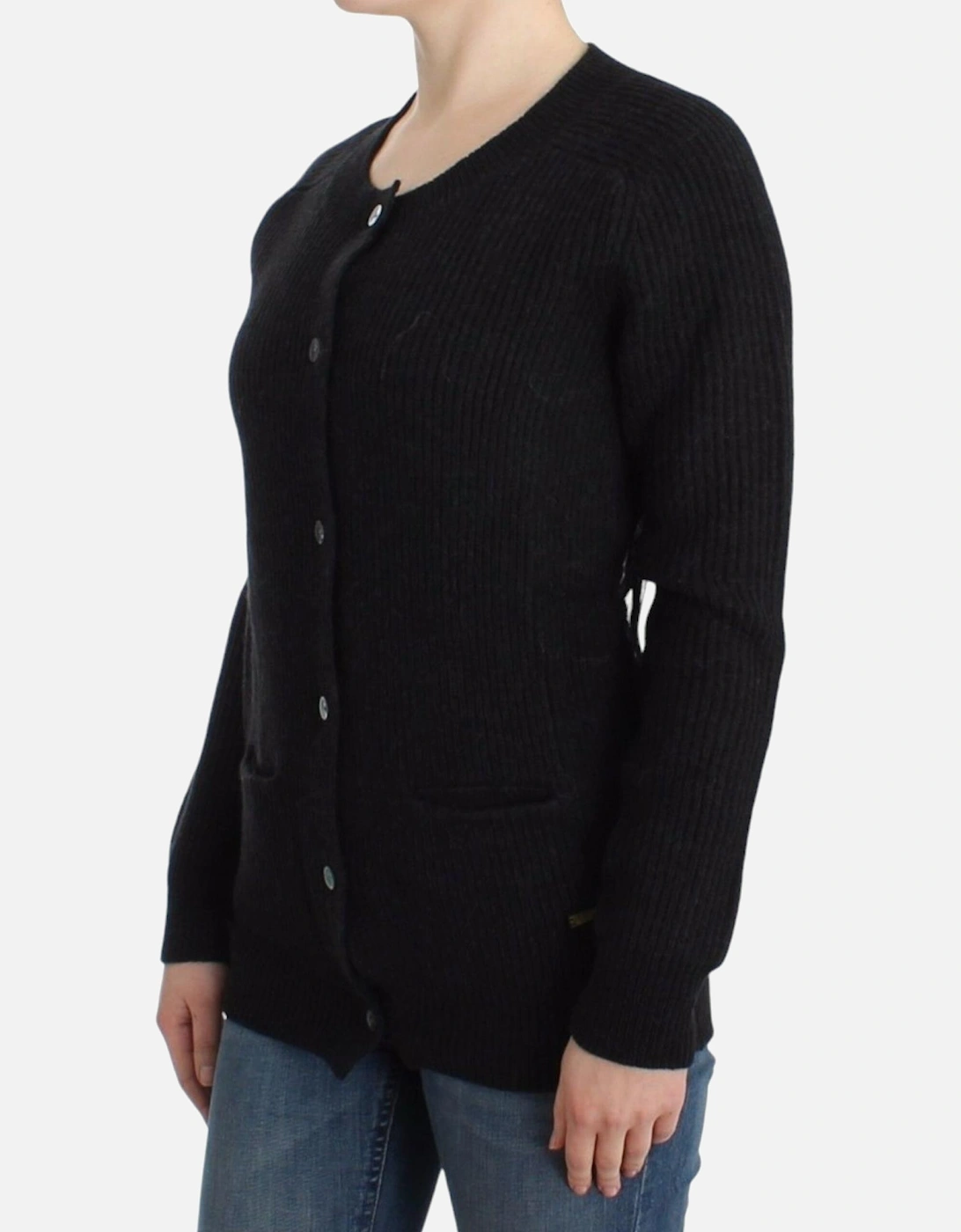 Ribbed Knit Cardigan Long Sleeve Women - Black Sweaters