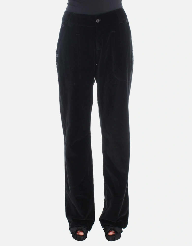 Velvet Pants Straight Leg Women - Black Jeans