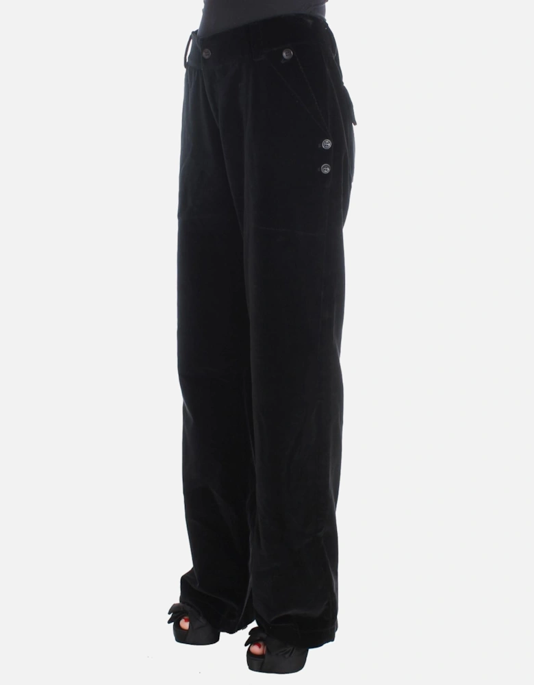 Velvet Pants Straight Leg Women - Black Jeans