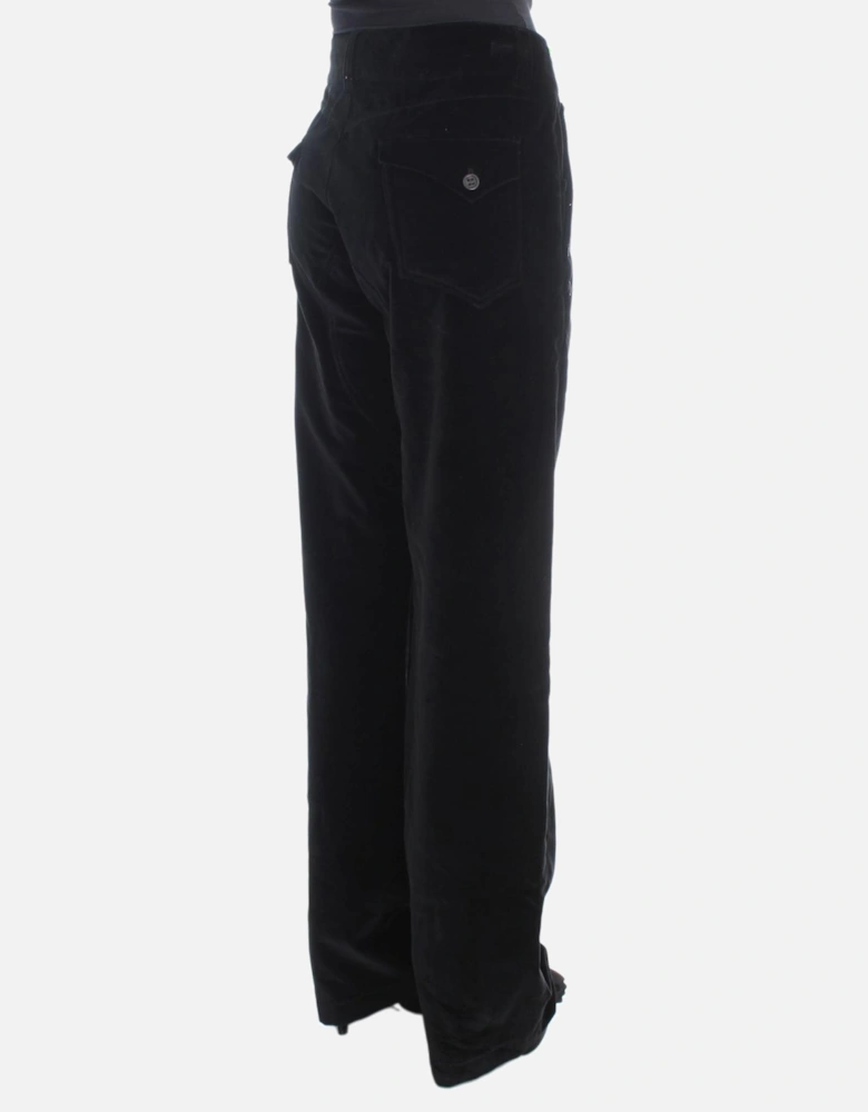 Velvet Pants Straight Leg Women - Black Jeans