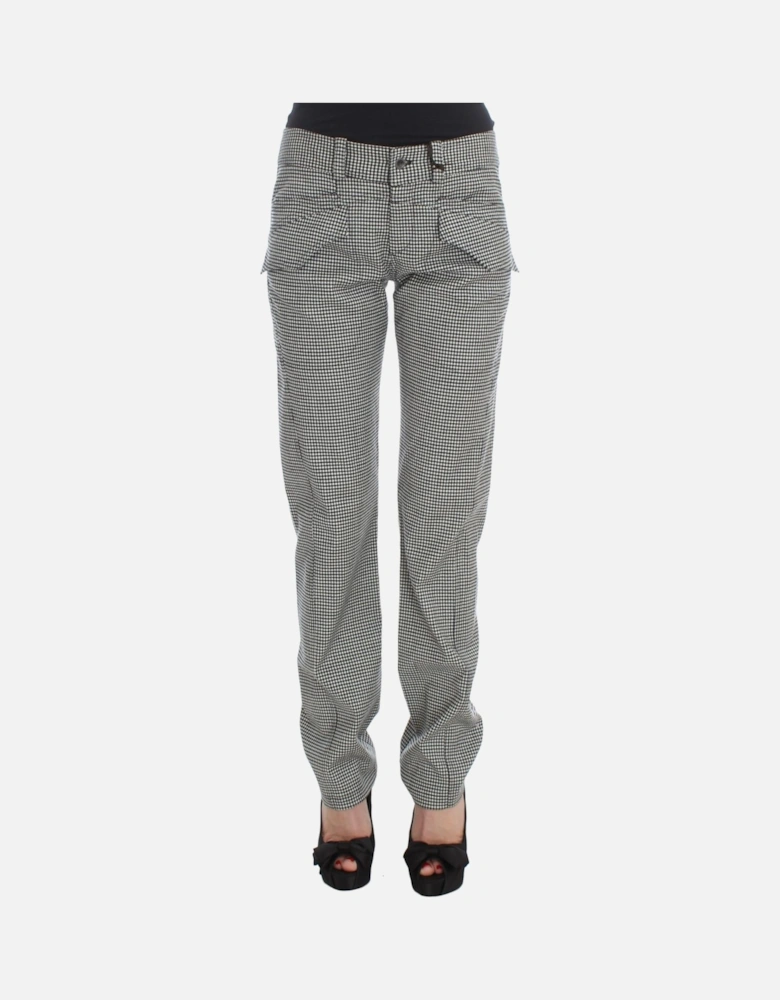 Checkered Regular Fit Cotton Blend Pants Women - Blackwhite Jeans