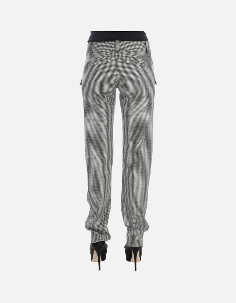 Checkered Regular Fit Cotton Blend Pants Women - Blackwhite Jeans