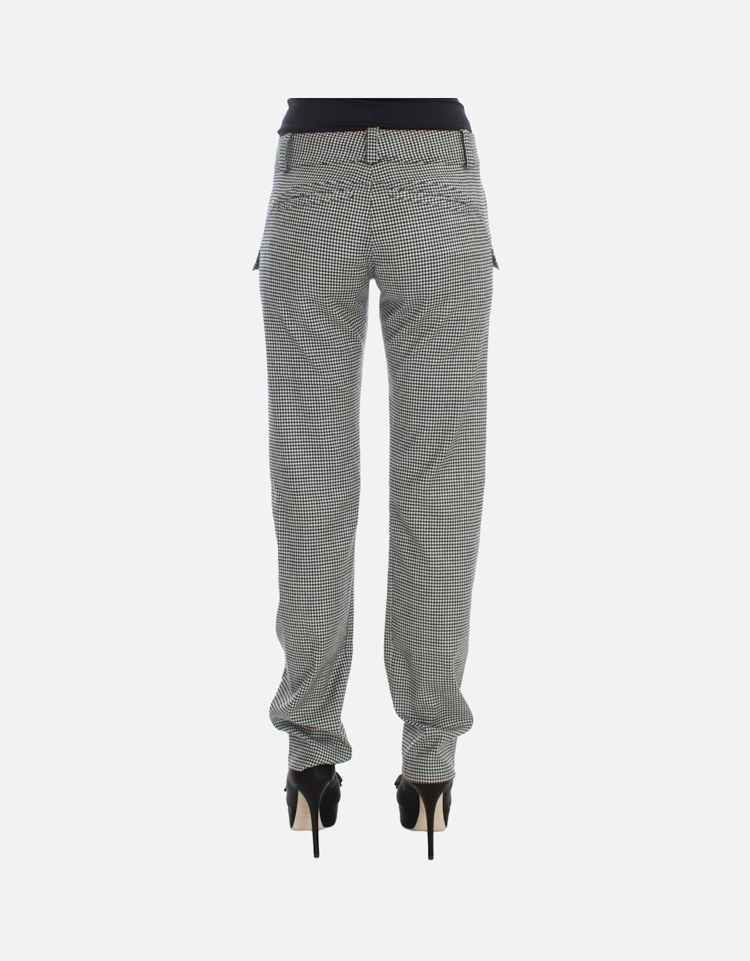 Checkered Regular Fit Cotton Blend Pants Women - Blackwhite Jeans
