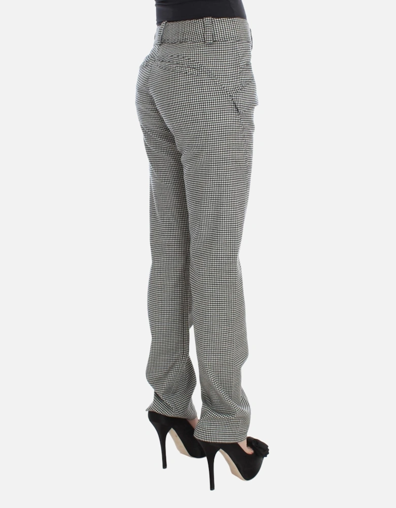 Checkered Regular Fit Cotton Blend Pants Women - Blackwhite Jeans