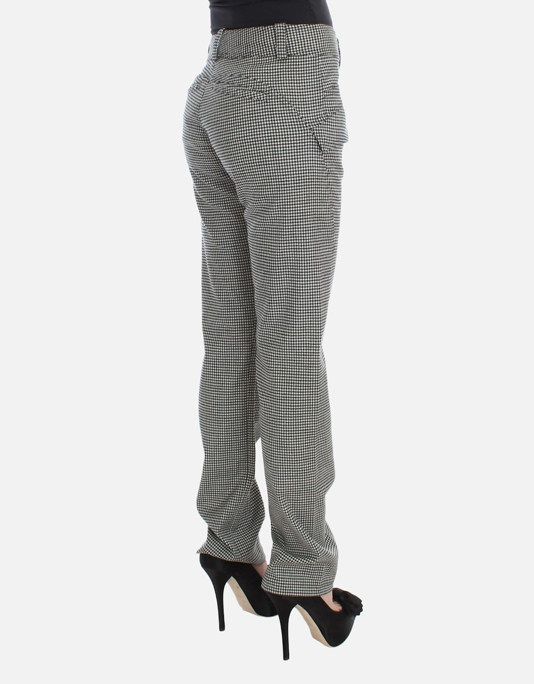 Checkered Regular Fit Cotton Blend Pants Women - Blackwhite Jeans