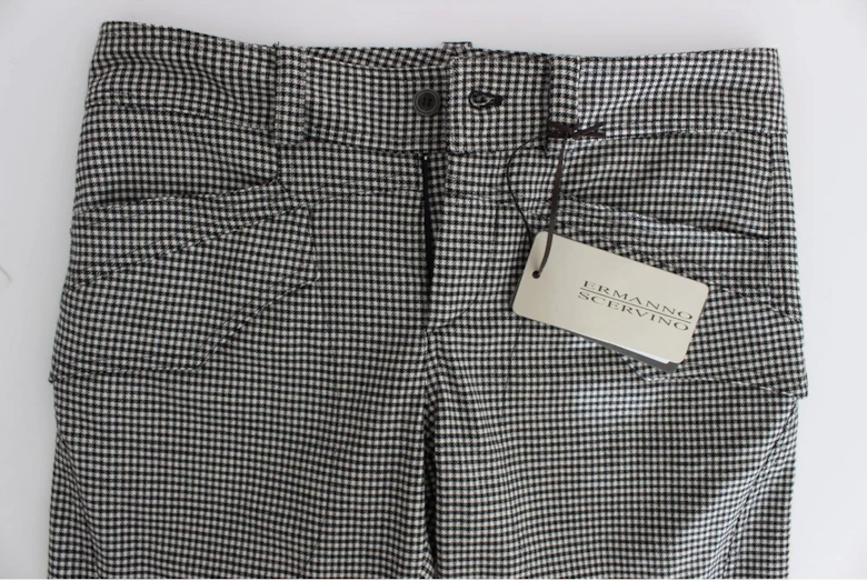 Checkered Regular Fit Cotton Blend Pants Women - Blackwhite Jeans