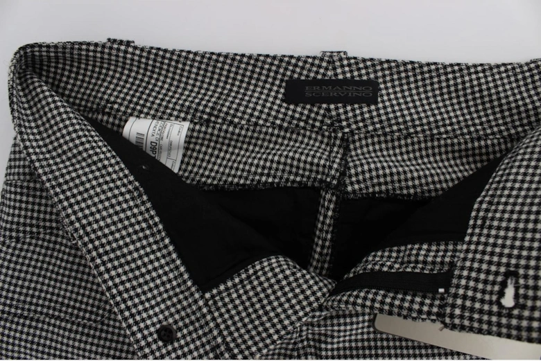 Checkered Regular Fit Cotton Blend Pants Women - Blackwhite Jeans