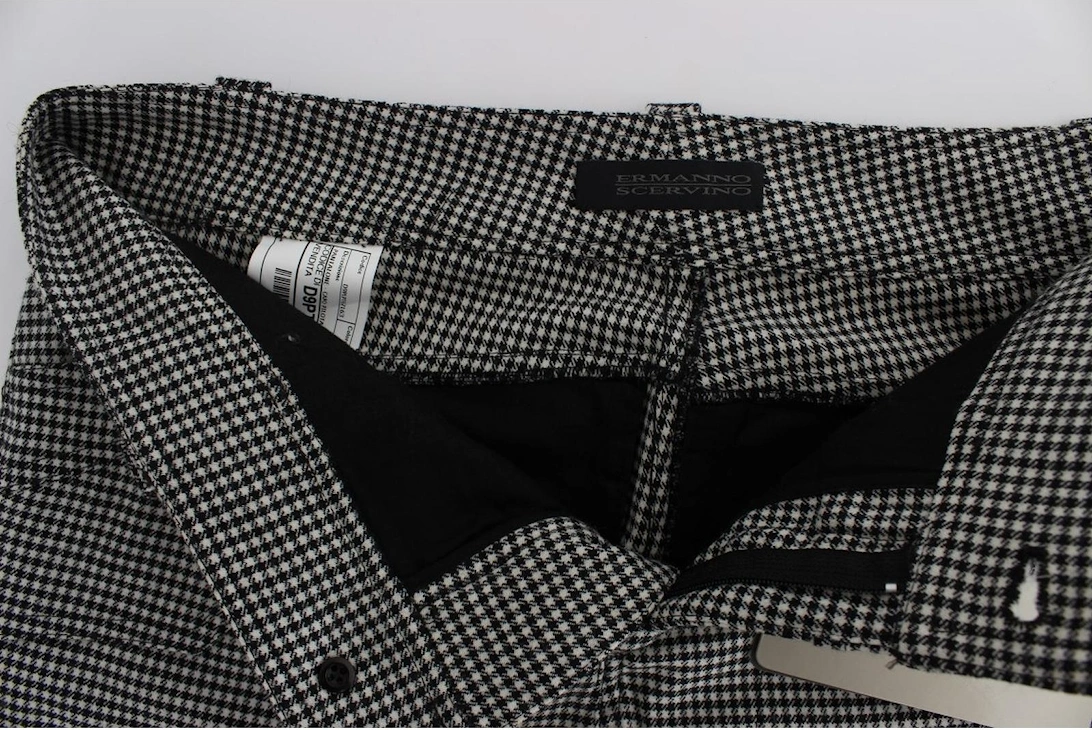 Checkered Regular Fit Cotton Blend Pants Women - Blackwhite Jeans