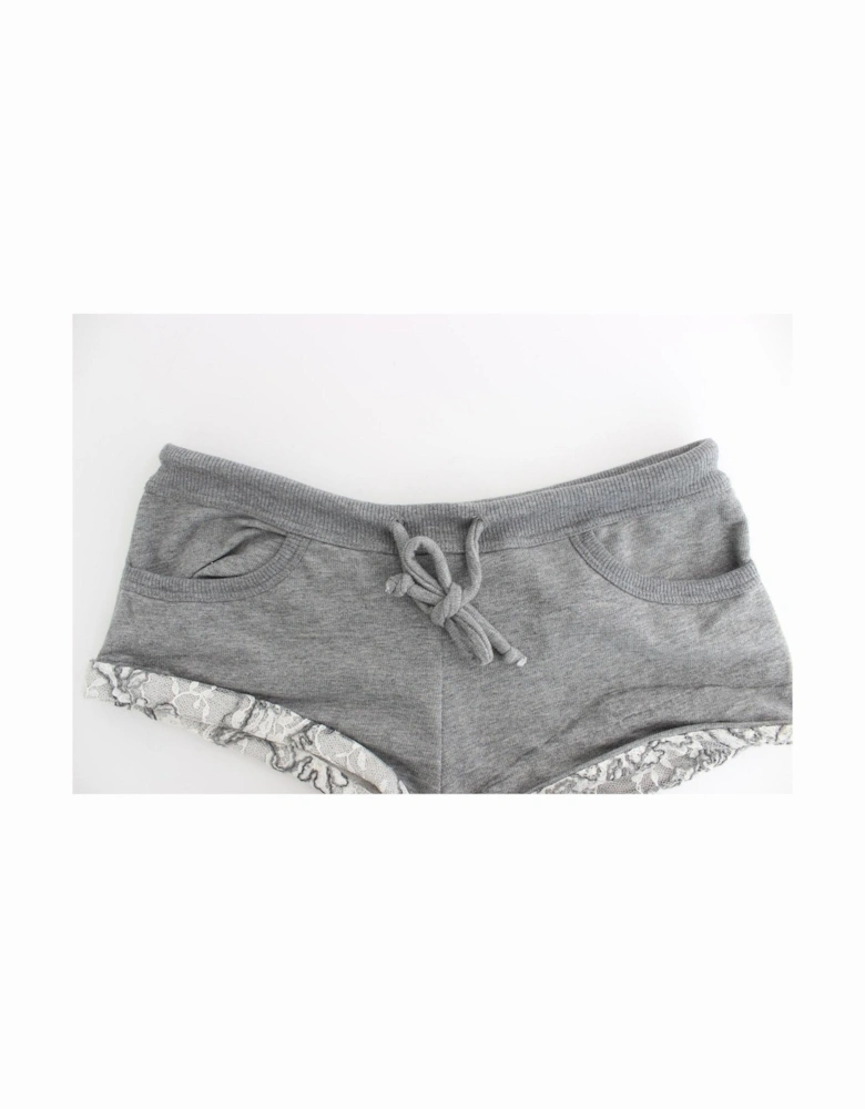 Casual Shorts Lace Trim Women - Gray