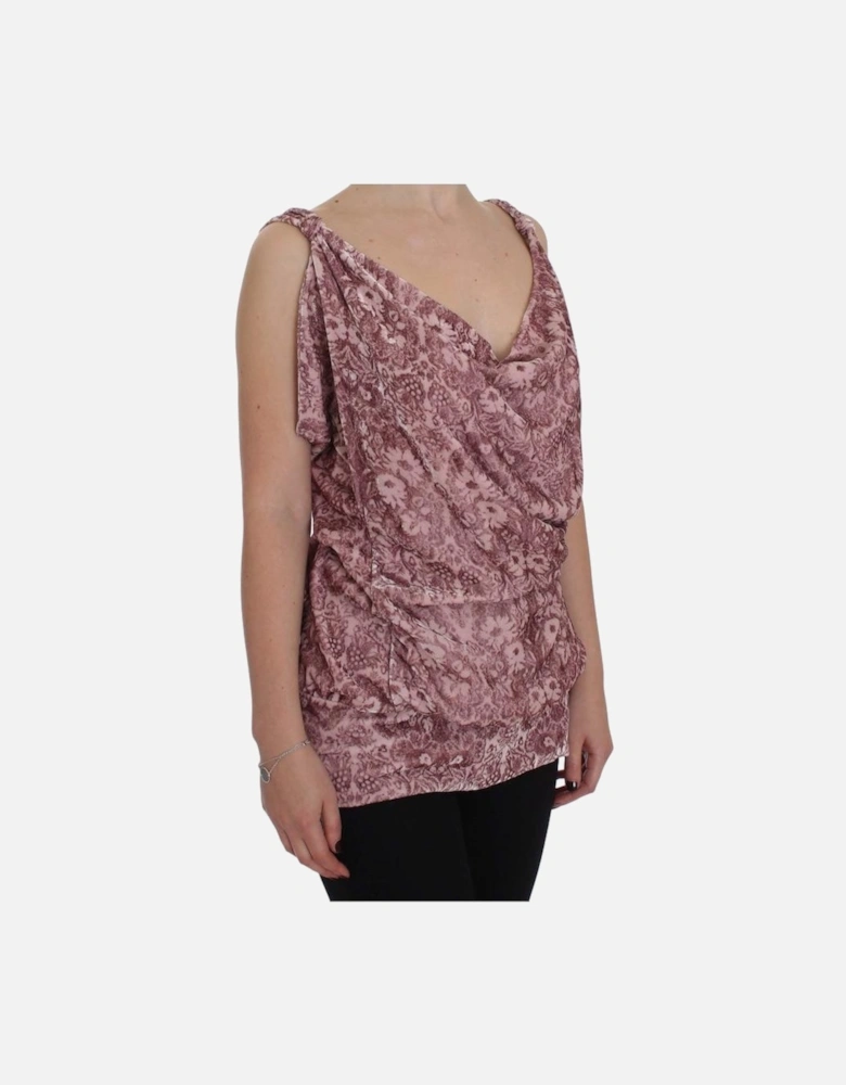 Velvet Cowl Neck Blouse Sleeveless Women - Pink T-Shirts