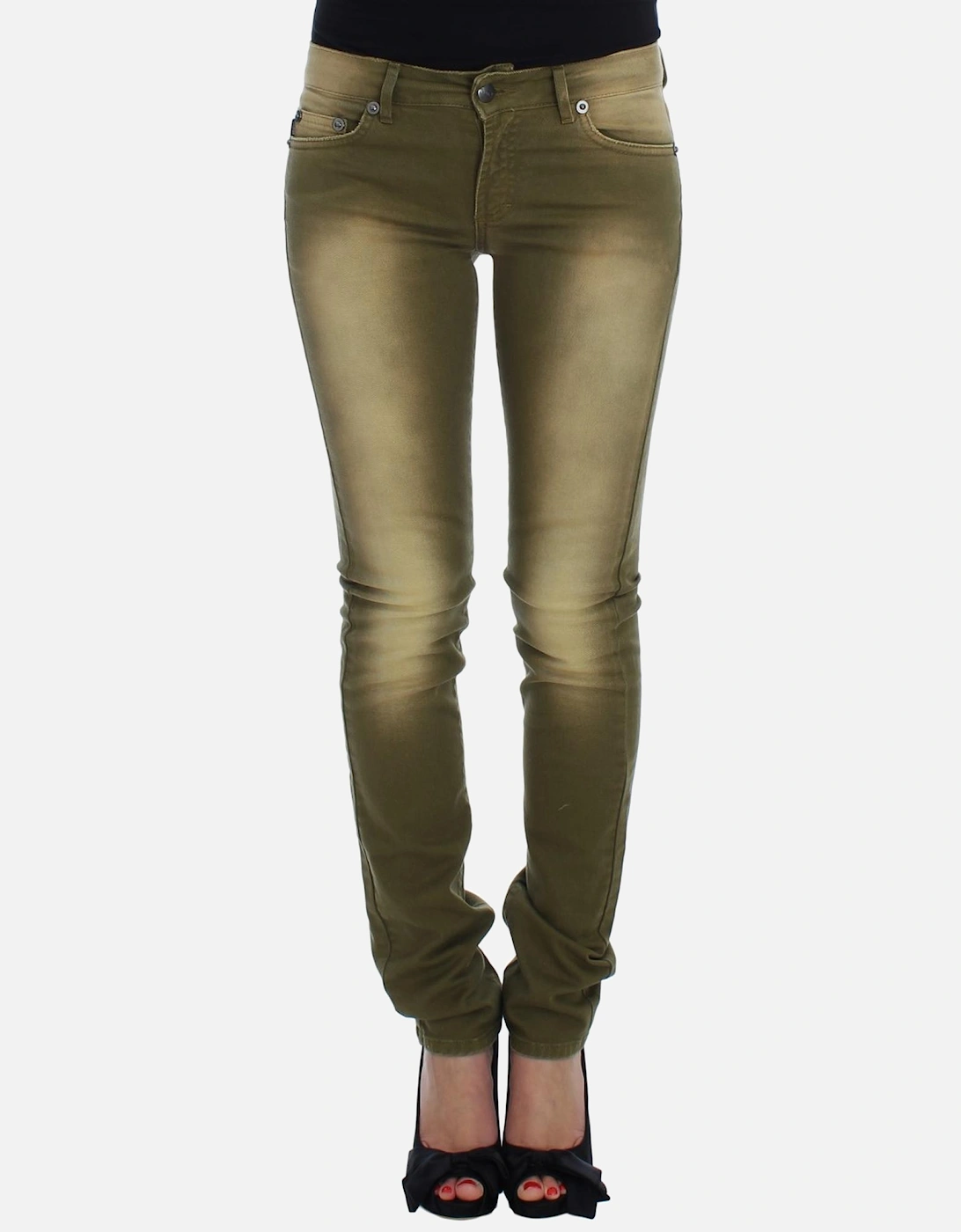 Skinny Jeans Olive Green Women Jeans, 7 of 6