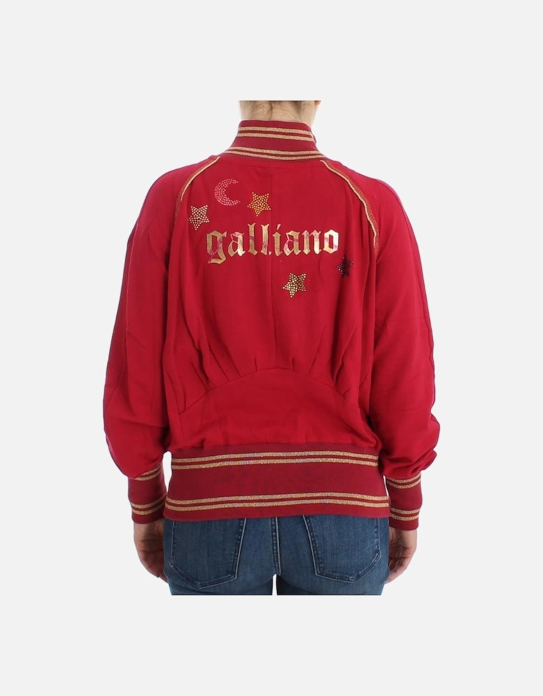 Red ZipUp Knit Jacket Women - Pink Sweaters
