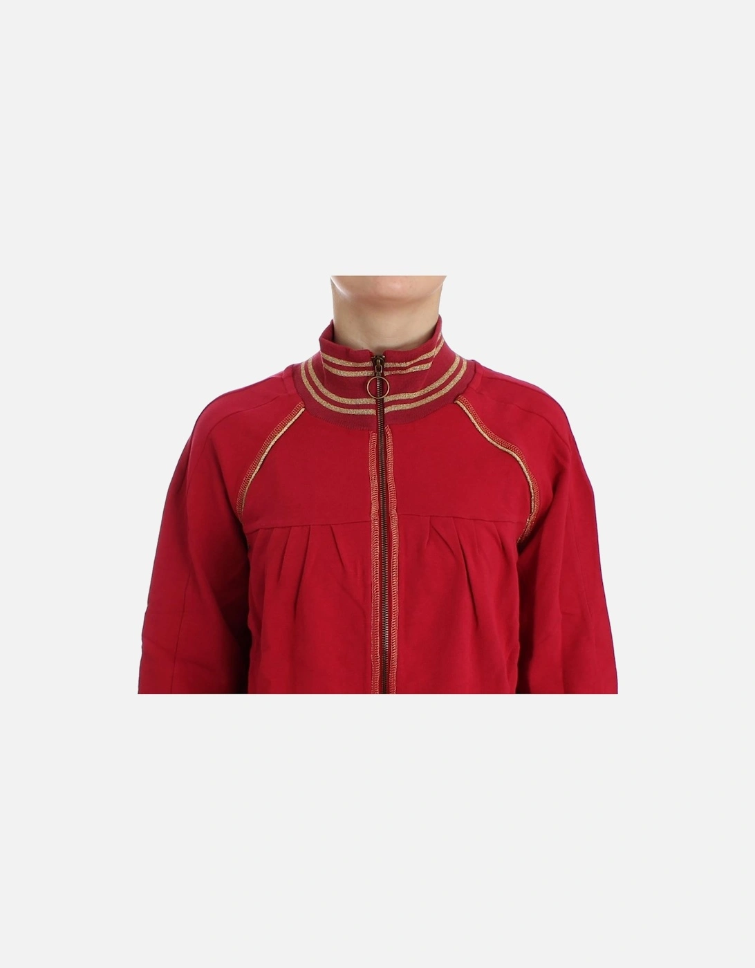 Red ZipUp Knit Jacket Women - Pink Sweaters
