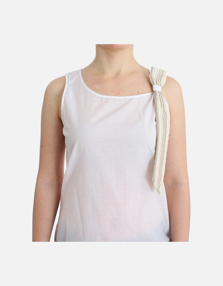 Cotton-Blend Bow Detail Sleeveless Top Women - White T-Shirts