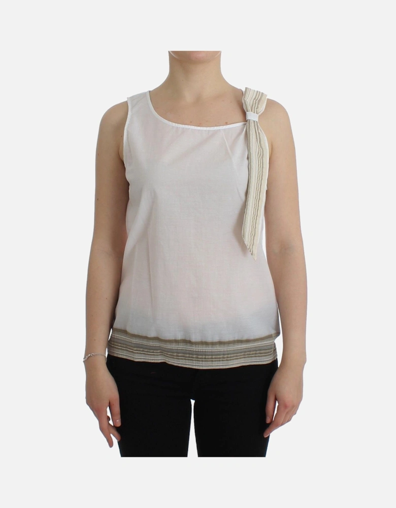 Cotton-Blend Bow Detail Sleeveless Top Women - White T-Shirts
