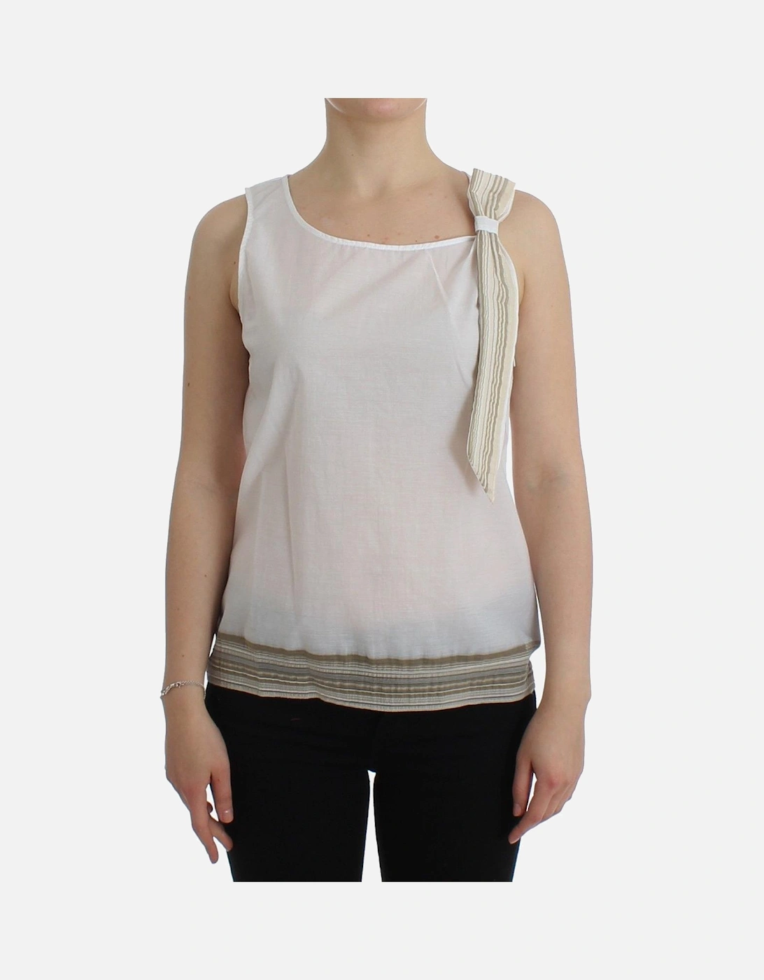 Cotton-Blend Bow Detail Sleeveless Top Women - White T-Shirts, 7 of 6