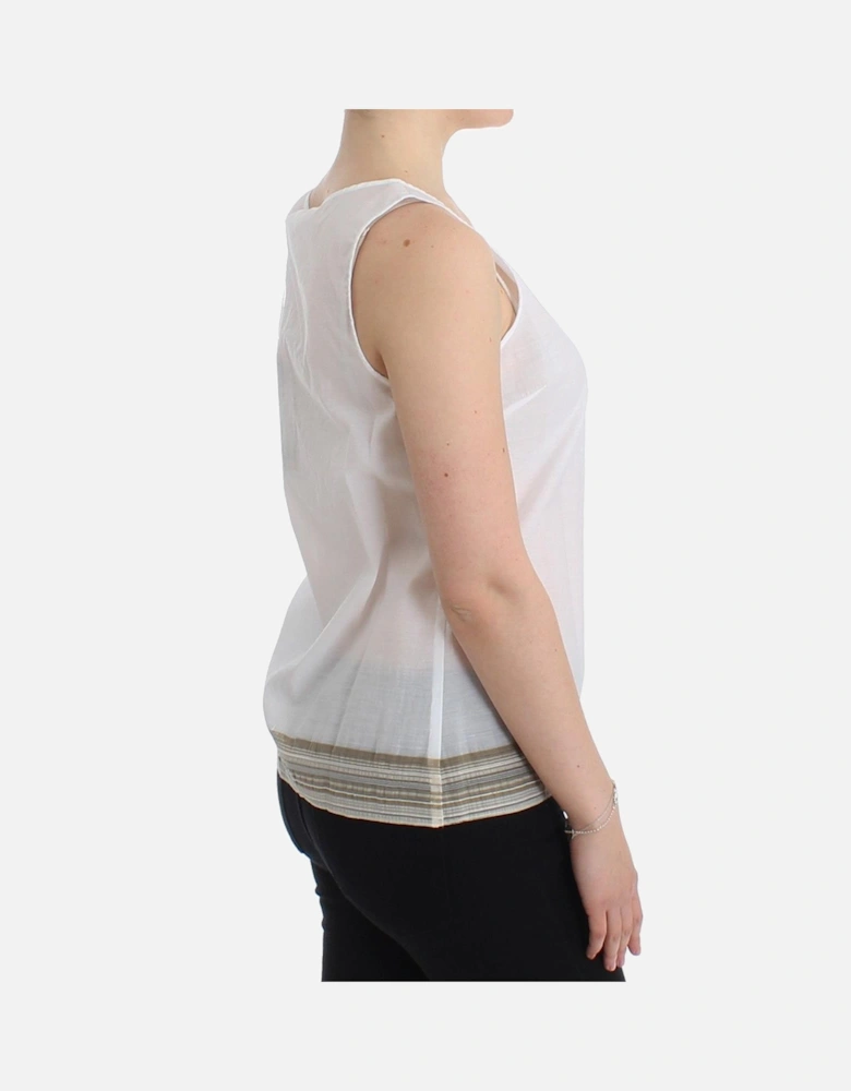 Cotton-Blend Bow Detail Sleeveless Top Women - White T-Shirts