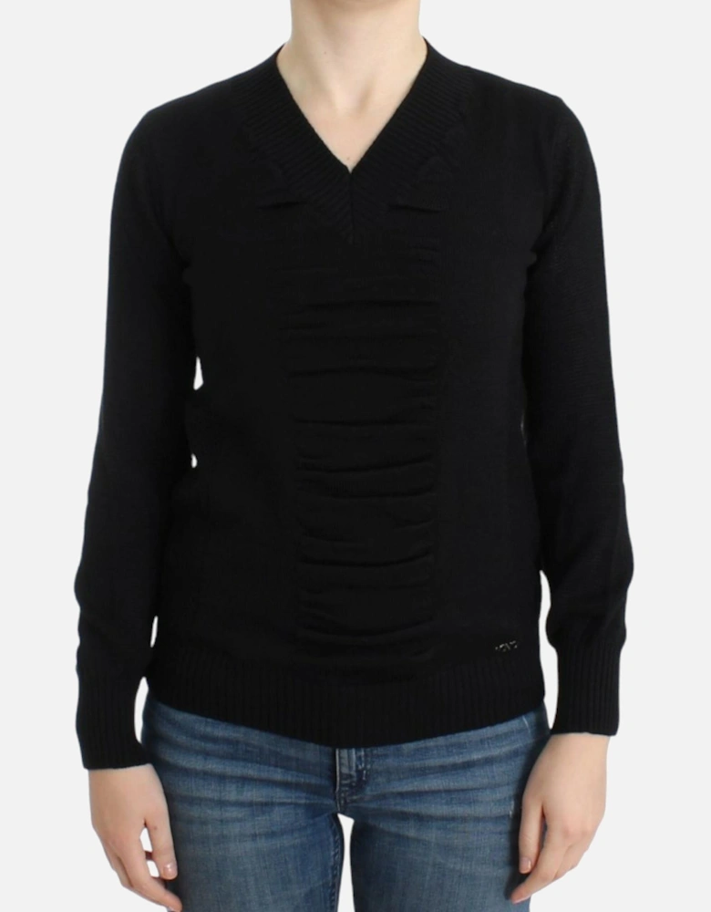 VNeck Knit Pullover Sweater Women - Black