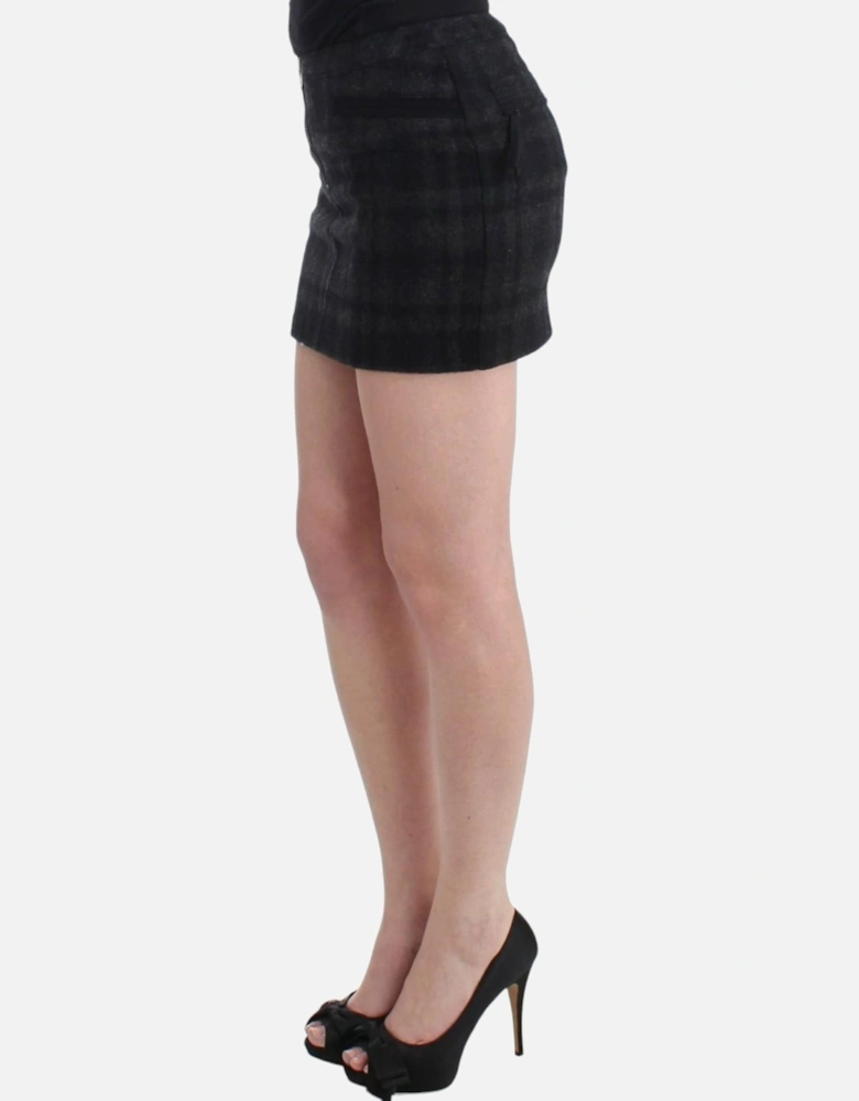 Mini Skirt Plaid Pattern Women - Gray
