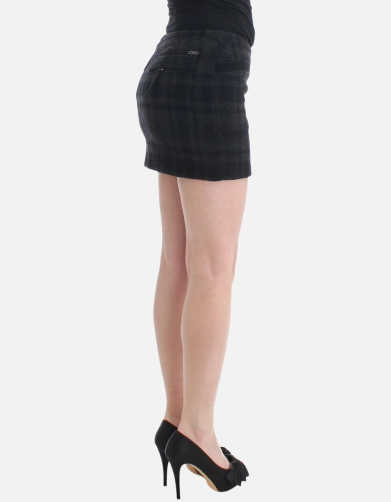 Mini Skirt Plaid Pattern Women - Gray